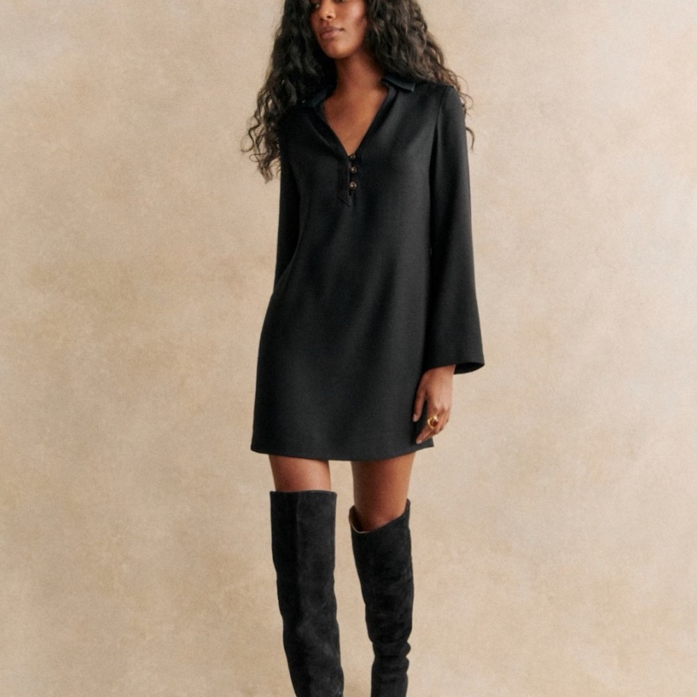 Sezane Sole Black Dress